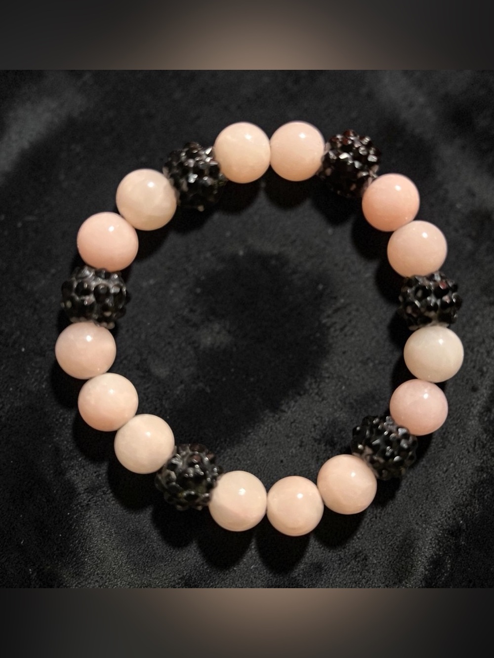 Handmade Black and Pink Stone Beaded Bracelet